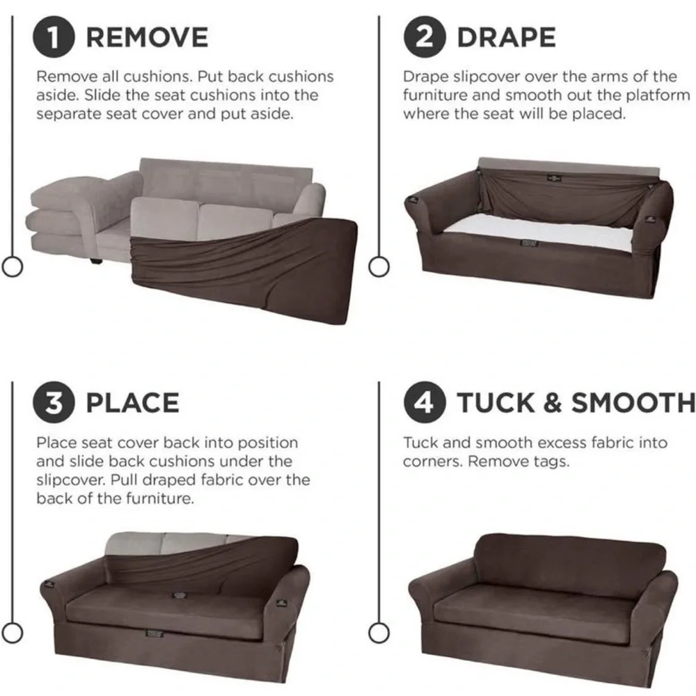 Brown Stretch Sofa Cover. Home decor.